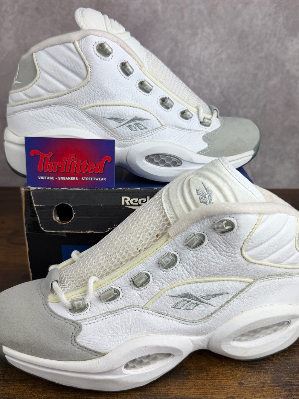 NEW Vintage Reebok Team Question Mid White Grey 2000 Size 10 4-52072 Men’s Shoes